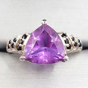 Lavendar Alexite & Thai Black Spinel 925 Sterling Silver Color Changing Ring